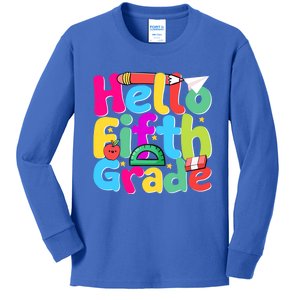 Hello First Day Of 5Th Grade Team Hello Fifth Grade Squad Gift Kids Long Sleeve Shirt