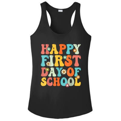 Happy First Day Of School Teacher Kids Back To School Ladies PosiCharge Competitor Racerback Tank