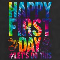 Happy First Day Let's Do This Back To School Rainbow 7 Panel Mesh Trucker Snapback Hat