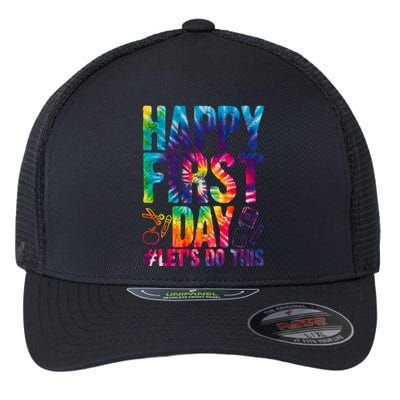 Happy First Day Let's Do This Back To School Rainbow Flexfit Unipanel Trucker Cap