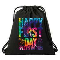 Happy First Day Let's Do This Back To School Rainbow Drawstring Bag