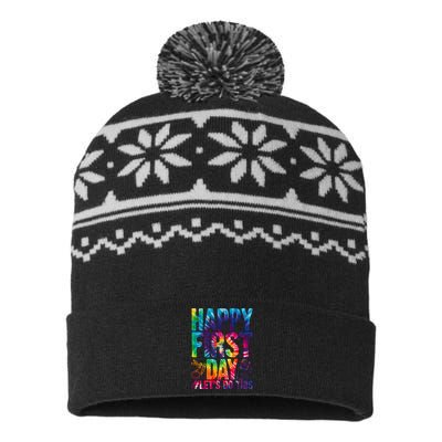 Happy First Day Let's Do This Back To School Rainbow USA-Made Snowflake Beanie