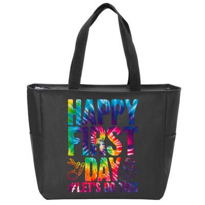 Happy First Day Let's Do This Back To School Rainbow Zip Tote Bag