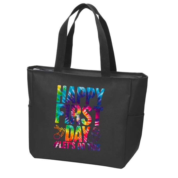 Happy First Day Let's Do This Back To School Rainbow Zip Tote Bag