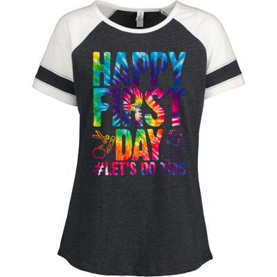 Happy First Day Let's Do This Back To School Rainbow Enza Ladies Jersey Colorblock Tee