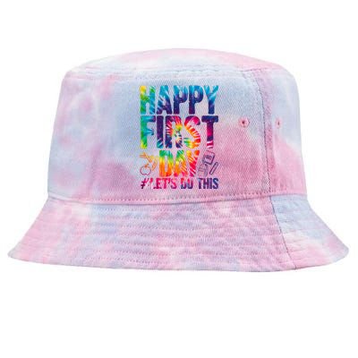 Happy First Day Let's Do This Back To School Rainbow Tie-Dyed Bucket Hat