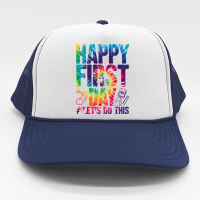 Happy First Day Let's Do This Back To School Rainbow Trucker Hat