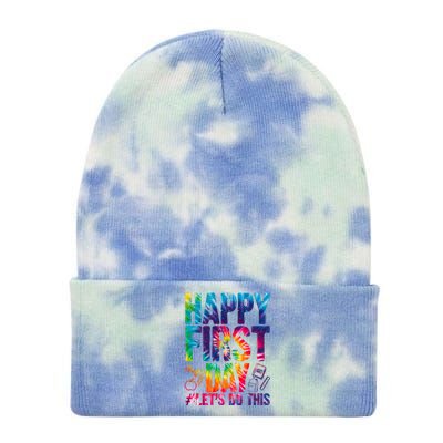 Happy First Day Let's Do This Back To School Rainbow Tie Dye 12in Knit Beanie