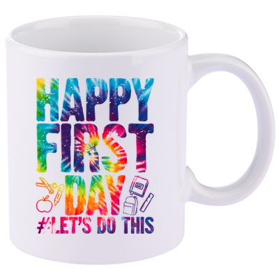 Happy First Day Let's Do This Back To School Rainbow 11oz C Handle Ceramic Mug