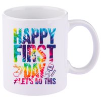 Happy First Day Let's Do This Back To School Rainbow 11oz C Handle Ceramic Mug