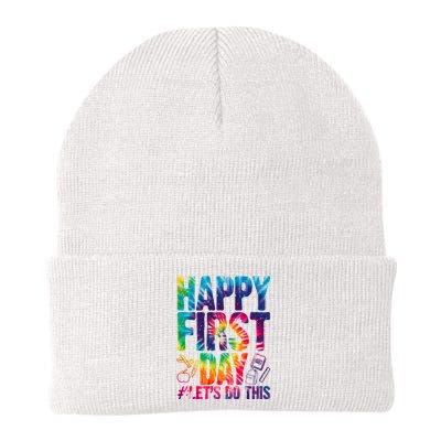 Happy First Day Let's Do This Back To School Rainbow Knit Cap Winter Beanie