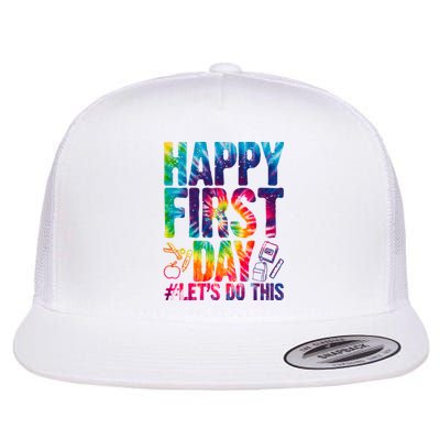 Happy First Day Let's Do This Back To School Rainbow Flat Bill Trucker Hat