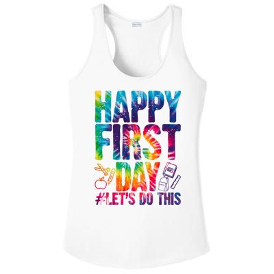 Happy First Day Let's Do This Back To School Rainbow Ladies PosiCharge Competitor Racerback Tank