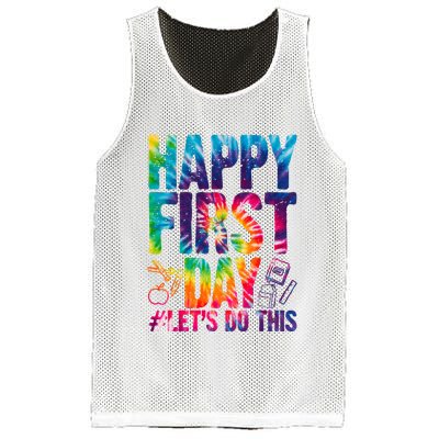 Happy First Day Let's Do This Back To School Rainbow Mesh Reversible Basketball Jersey Tank