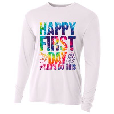 Happy First Day Let's Do This Back To School Rainbow Cooling Performance Long Sleeve Crew