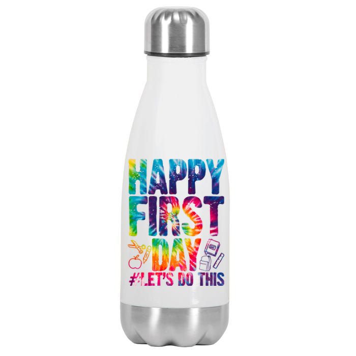 Happy First Day Let's Do This Back To School Rainbow Stainless Steel Insulated Water Bottle