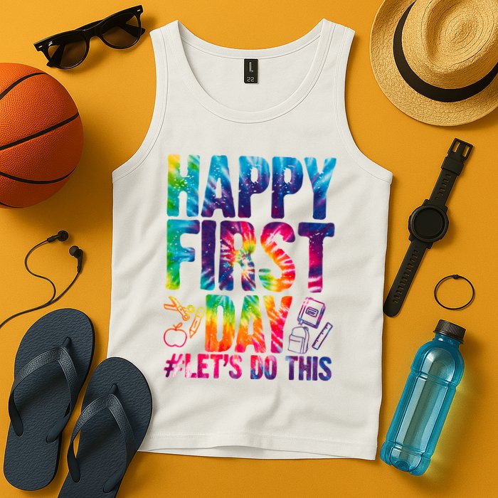 Happy First Day Let's Do This Back To School Rainbow Tank Top