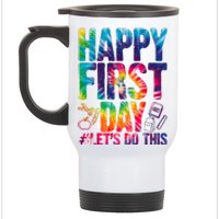 Happy First Day Let's Do This Back To School Rainbow Stainless Steel Travel Mug