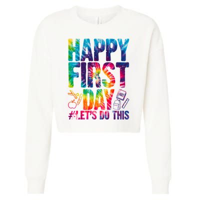 Happy First Day Let's Do This Back To School Rainbow Cropped Pullover Crew