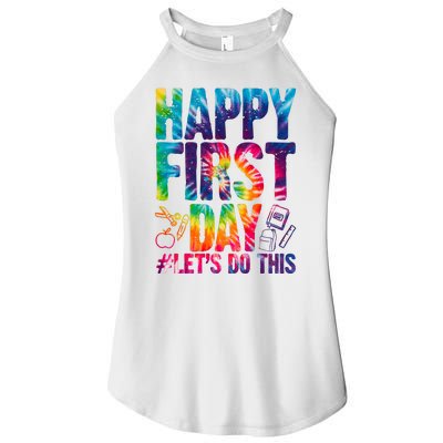 Happy First Day Let's Do This Back To School Rainbow Women’s Perfect Tri Rocker Tank