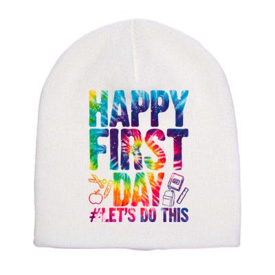 Happy First Day Let's Do This Back To School Rainbow Short Acrylic Beanie