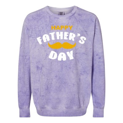 Happy Fathers Day Mustache Vintage Colorblast Crewneck Sweatshirt