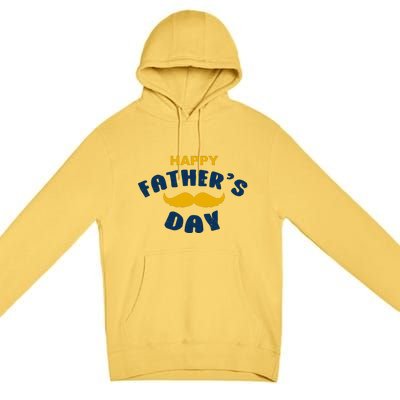 Happy Fathers Day Mustache Vintage Premium Pullover Hoodie