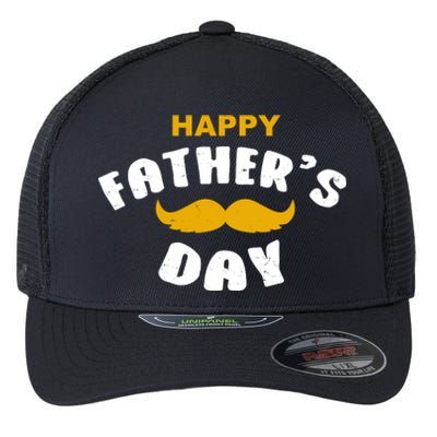 Happy Fathers Day Mustache Vintage Flexfit Unipanel Trucker Cap