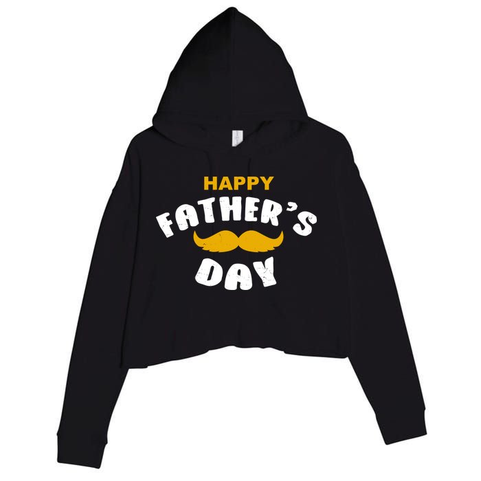 Happy Fathers Day Mustache Vintage Crop Fleece Hoodie