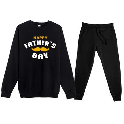 Happy Fathers Day Mustache Vintage Premium Crewneck Sweatsuit Set