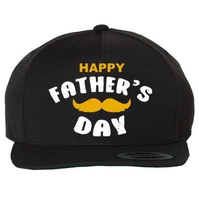 Happy Fathers Day Mustache Vintage Wool Snapback Cap