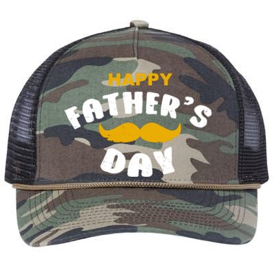 Happy Fathers Day Mustache Vintage Retro Rope Trucker Hat Cap