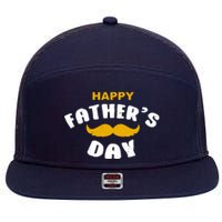 Happy Fathers Day Mustache Vintage 7 Panel Mesh Trucker Snapback Hat