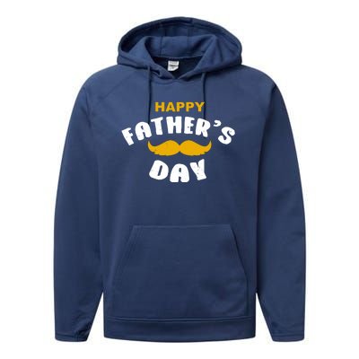 Happy Fathers Day Mustache Vintage Performance Fleece Hoodie