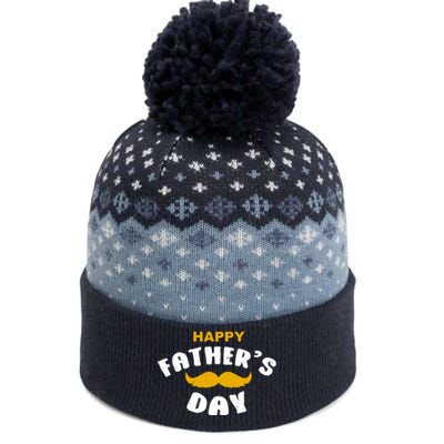 Happy Fathers Day Mustache Vintage The Baniff Cuffed Pom Beanie