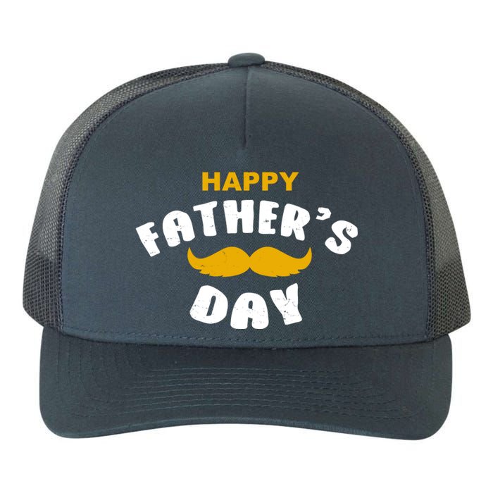 Happy Fathers Day Mustache Vintage Yupoong Adult 5-Panel Trucker Hat