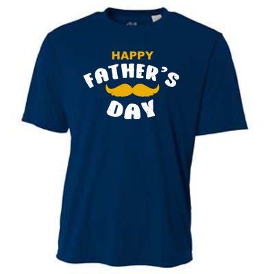 Happy Fathers Day Mustache Vintage Cooling Performance Crew T-Shirt