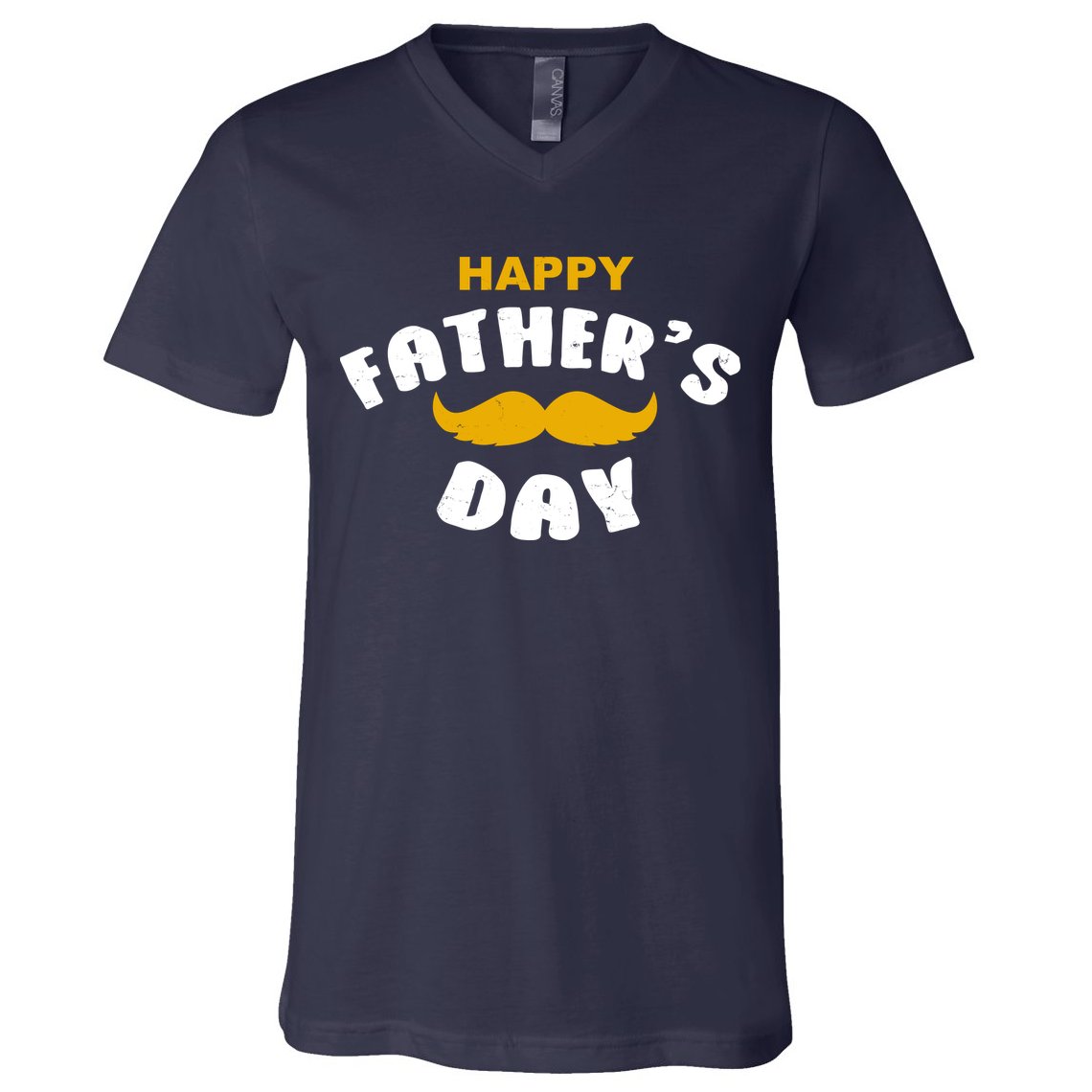 Happy Fathers Day Mustache Vintage V-Neck T-Shirt
