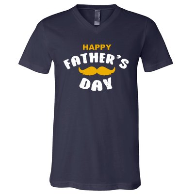 Happy Fathers Day Mustache Vintage V-Neck T-Shirt