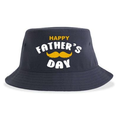 Happy Fathers Day Mustache Vintage Sustainable Bucket Hat