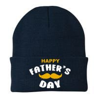 Happy Fathers Day Mustache Vintage Knit Cap Winter Beanie