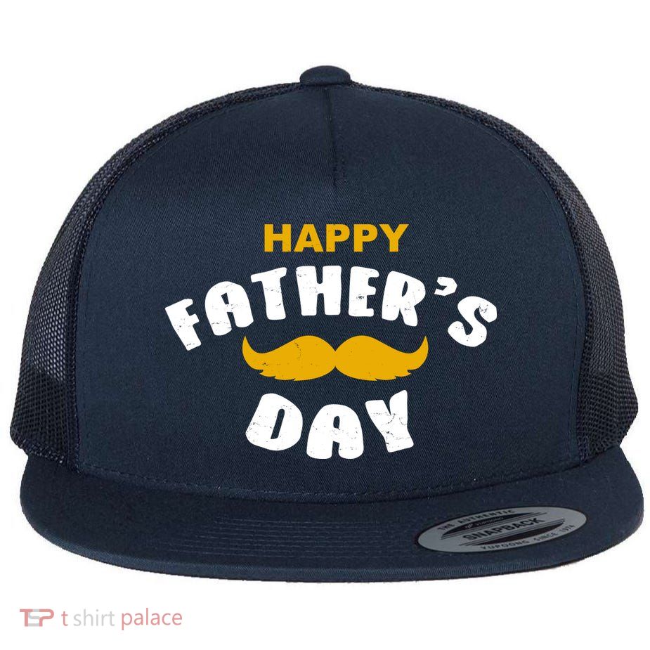 Happy Fathers Day Mustache Vintage Flatbill Hat