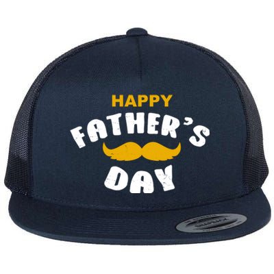 Happy Fathers Day Mustache Vintage Flat Bill Trucker Hat