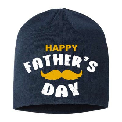 Happy Fathers Day Mustache Vintage Sustainable Beanie