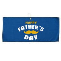 Happy Fathers Day Mustache Vintage Large Microfiber Waffle Golf Towel