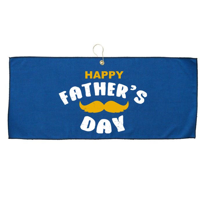 Happy Fathers Day Mustache Vintage Large Microfiber Waffle Golf Towel