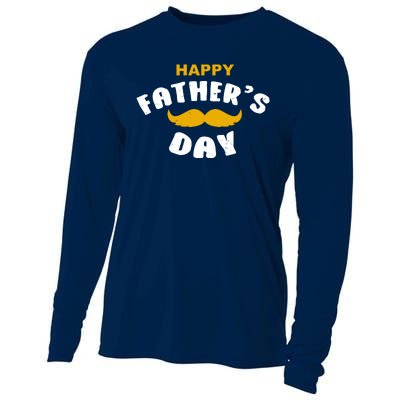 Happy Fathers Day Mustache Vintage Cooling Performance Long Sleeve Crew