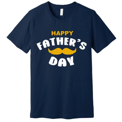 Happy Fathers Day Mustache Vintage Premium T-Shirt