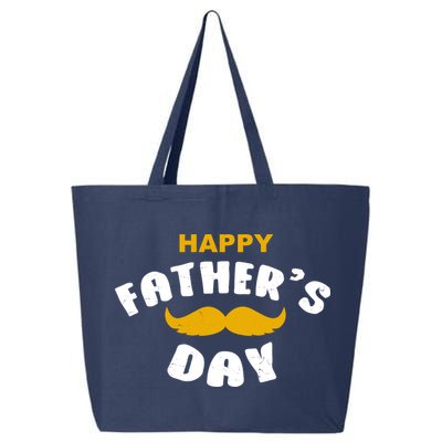 Happy Fathers Day Mustache Vintage 25L Jumbo Tote