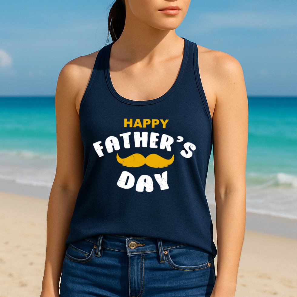 Happy Fathers Day Mustache Vintage Womens Tank Top